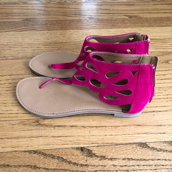 Hot Magenta Gladiator Style Sandals - Picture 1 of 6